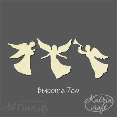 Чипборд Рождественские ангелы, выс. 7см.