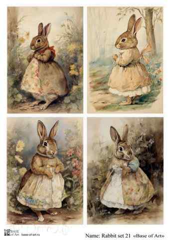 Карта для декупажа А4 Rabbit set 21