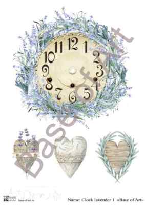 Карта для декупажа А3 Clock lavender 1