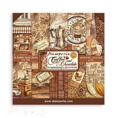 НАБОР БУМАГИ ДЛЯ СКРАПБУКИНГА "COFFEE & CHOCOLATE" 30,5*30,5см. 10листов 