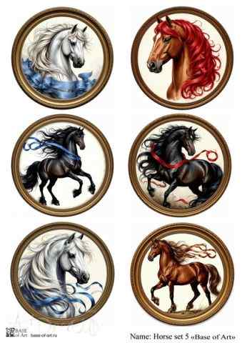 Карта для декупажа А4 Horse set 5